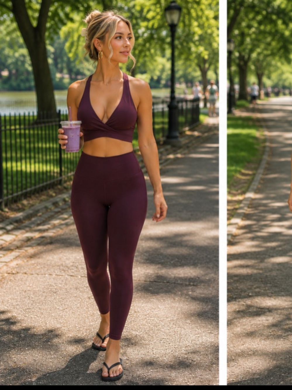 Fabletics Burgundy Cross-Front Sports Bra